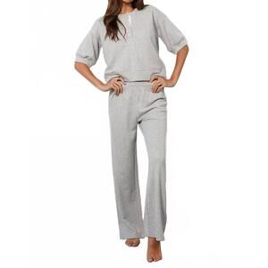 NEW BOBI shimmery lurex wide leg pants in grey